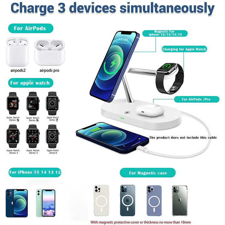 3-in-1 Magnetic Fast Wireless Charger